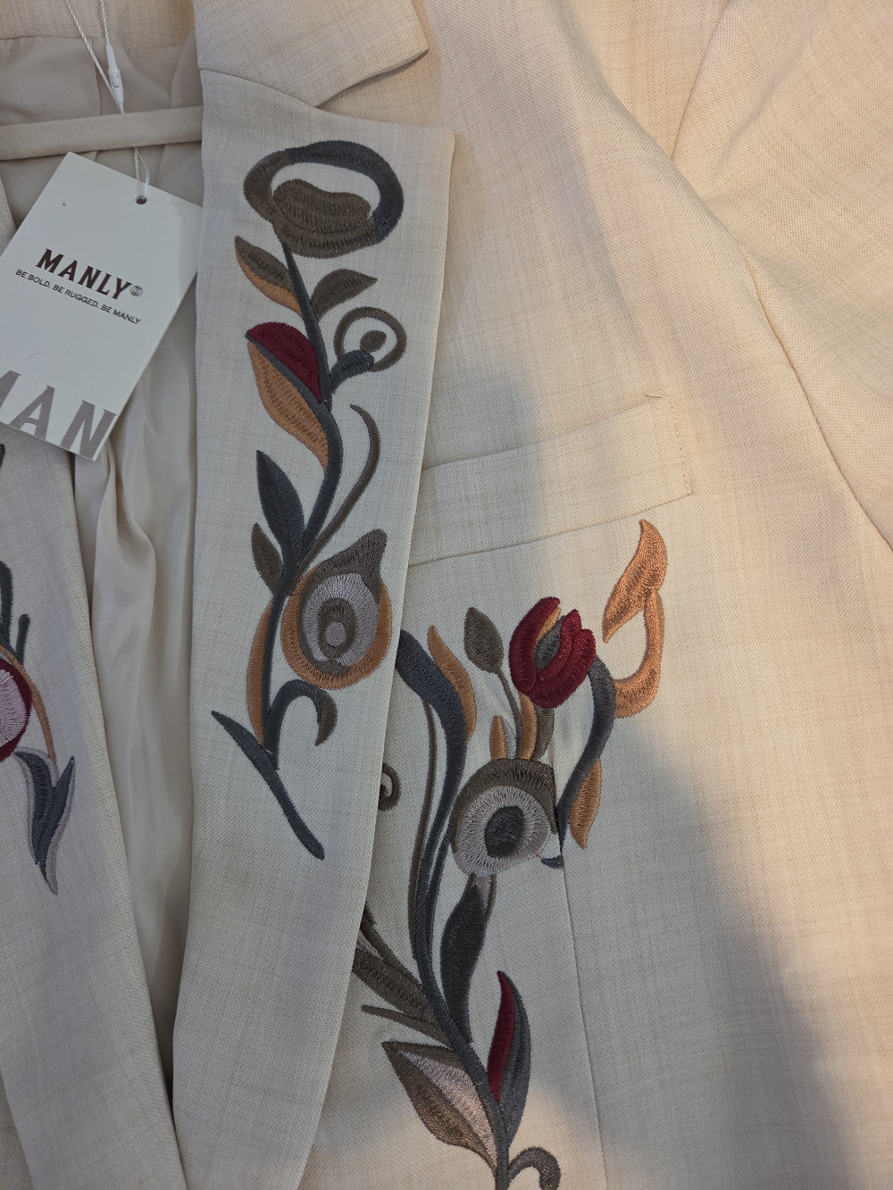 MANLY Embroidered Cream Blazer - Picture 4 of 5